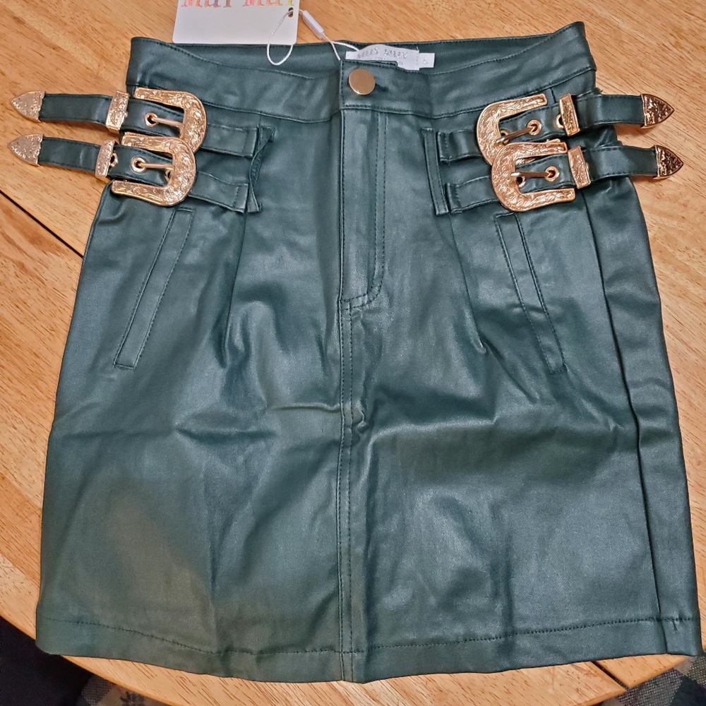 Green western mini skirt